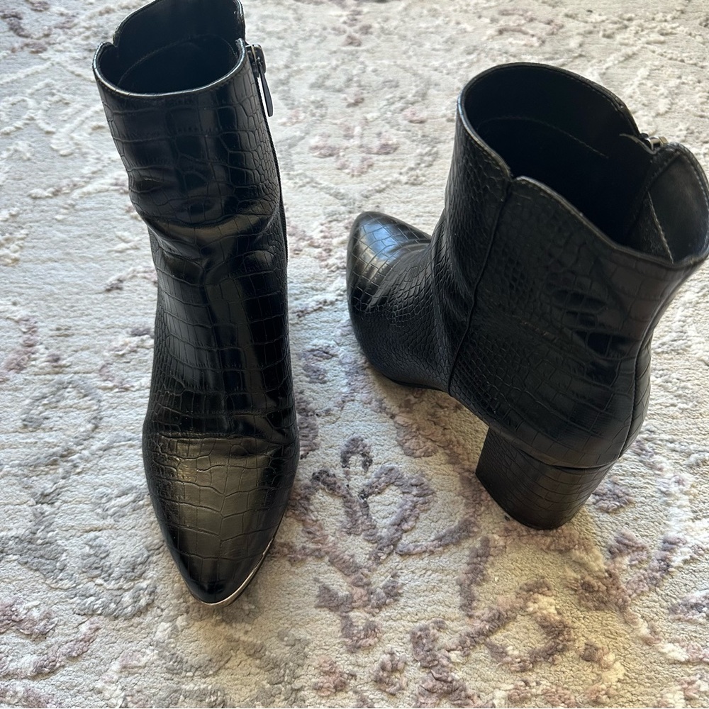 Franco Sarto Bianco Croc Embossed Ankle Boot